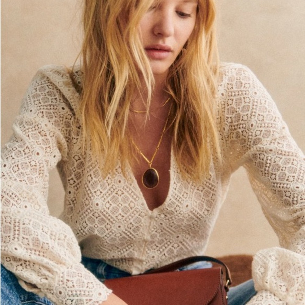 NWOT Sezane Gaya Lace Blouse – Large